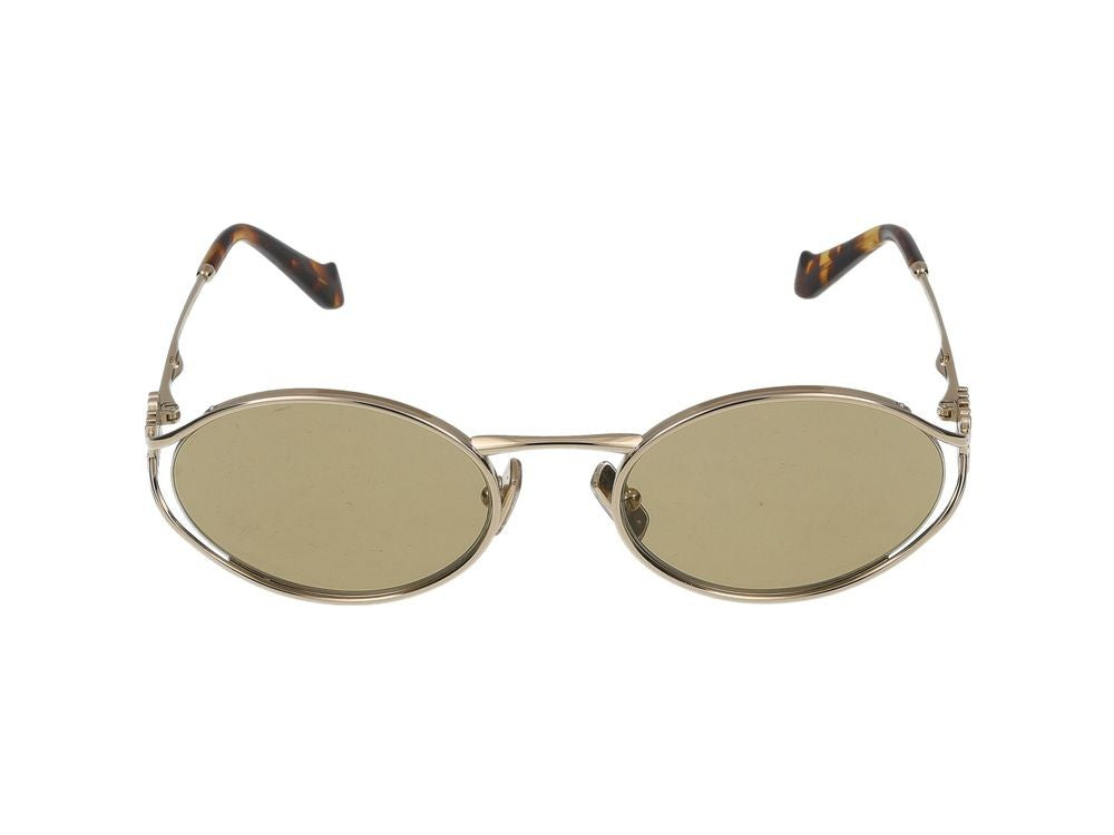 Miu Miu Round Crafted Metal Sunglasses With Tortoiseshell Tips