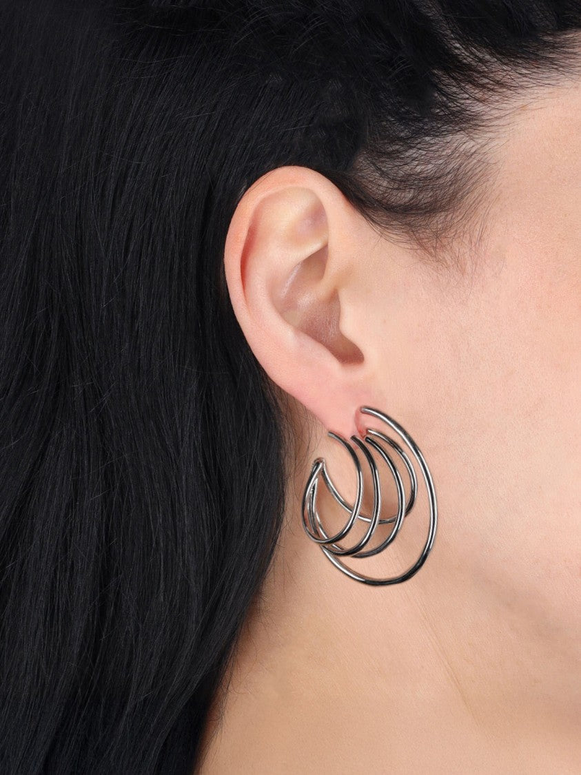 Panconesi "Triptych" Earrings In Silver-Plated Brass, Circular Design.