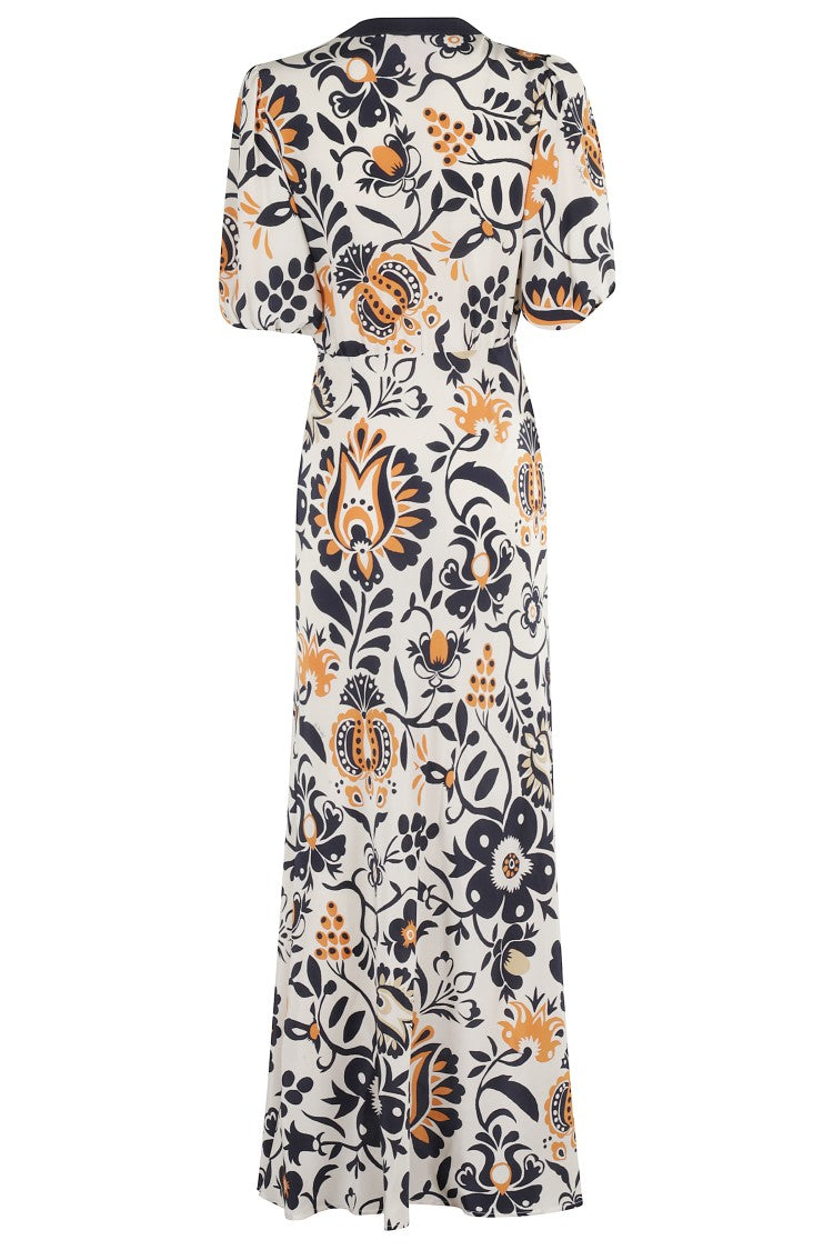 La Double J Floral Embroidered Crepe De Chine Marlene Dress