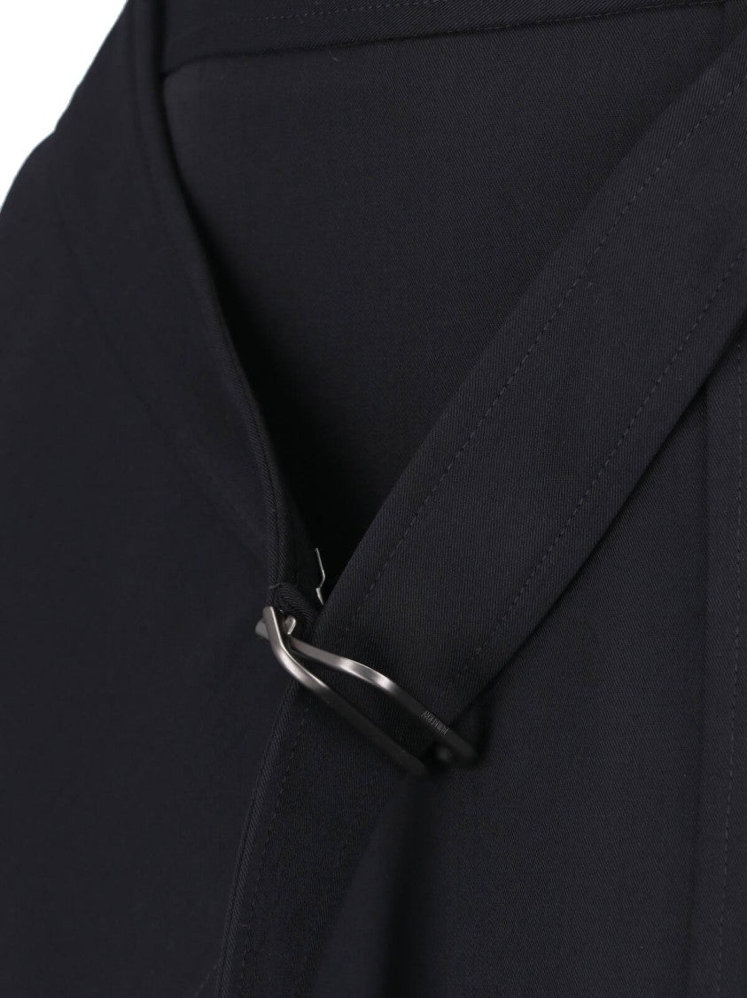 Burberry Black Check Hem Wool Maxi Skirt