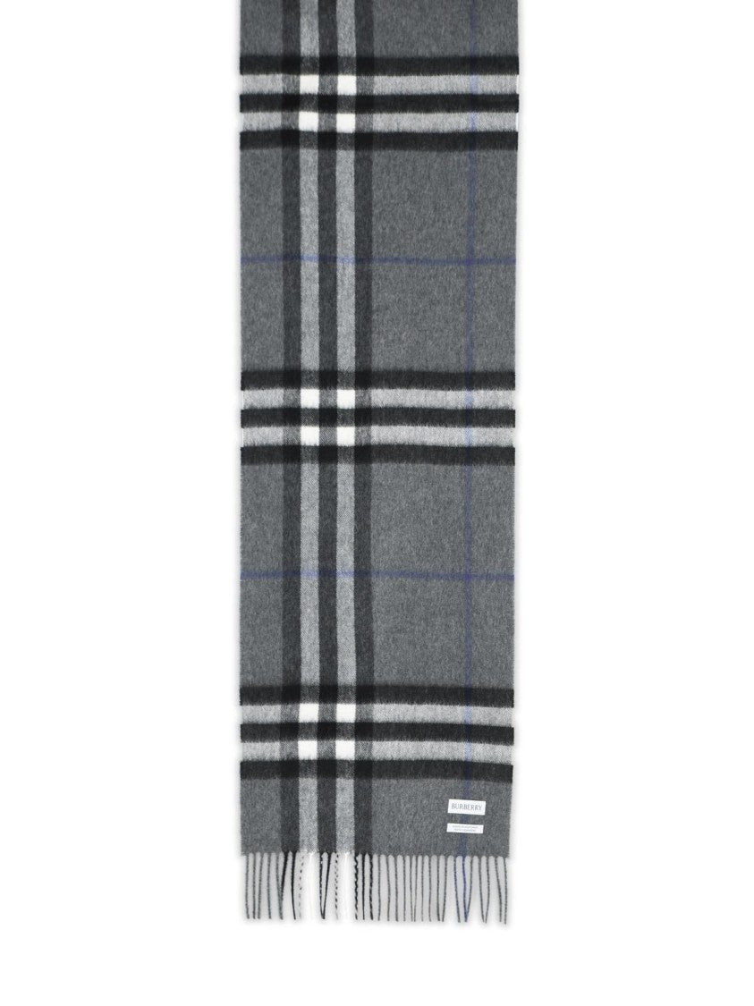 Burberry 'Mu Giant Check' Grey Cashmere Scarf