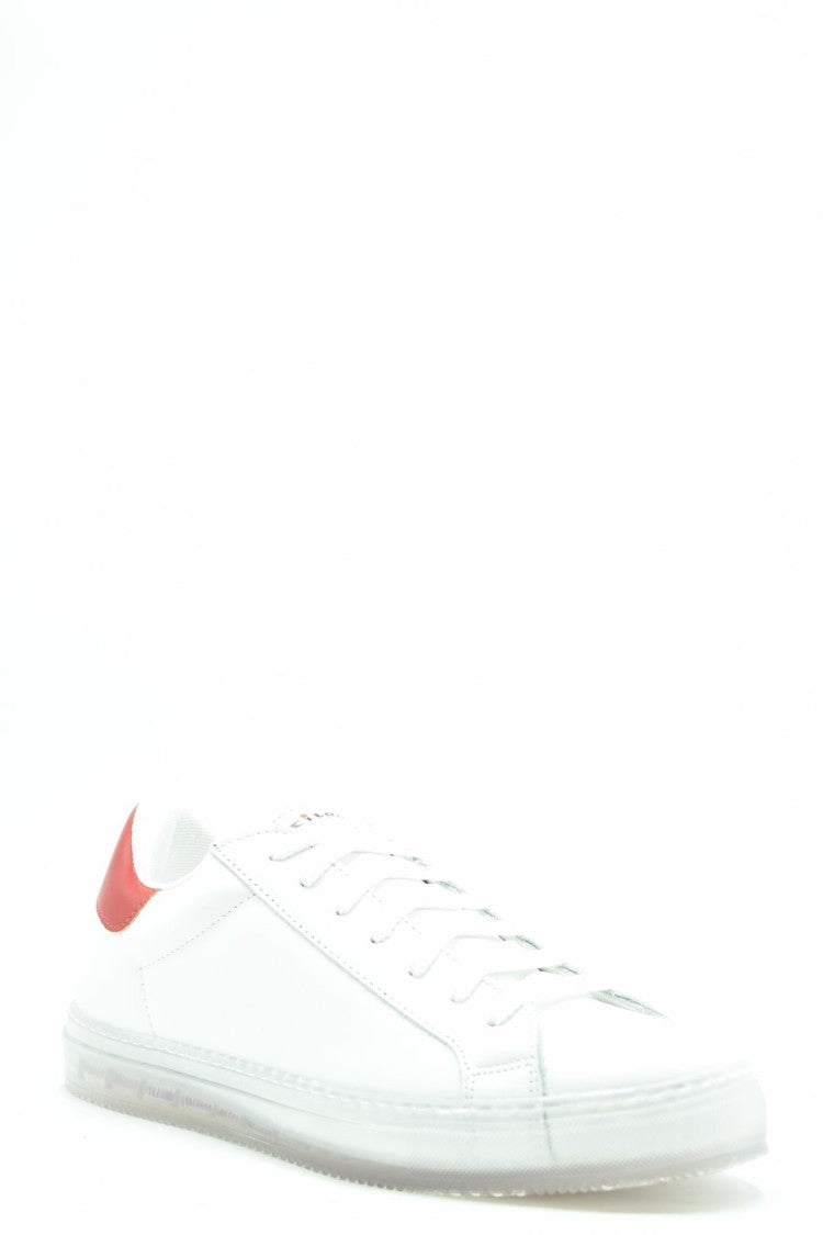 Knt White Leather Contrast-Heel Sneaker