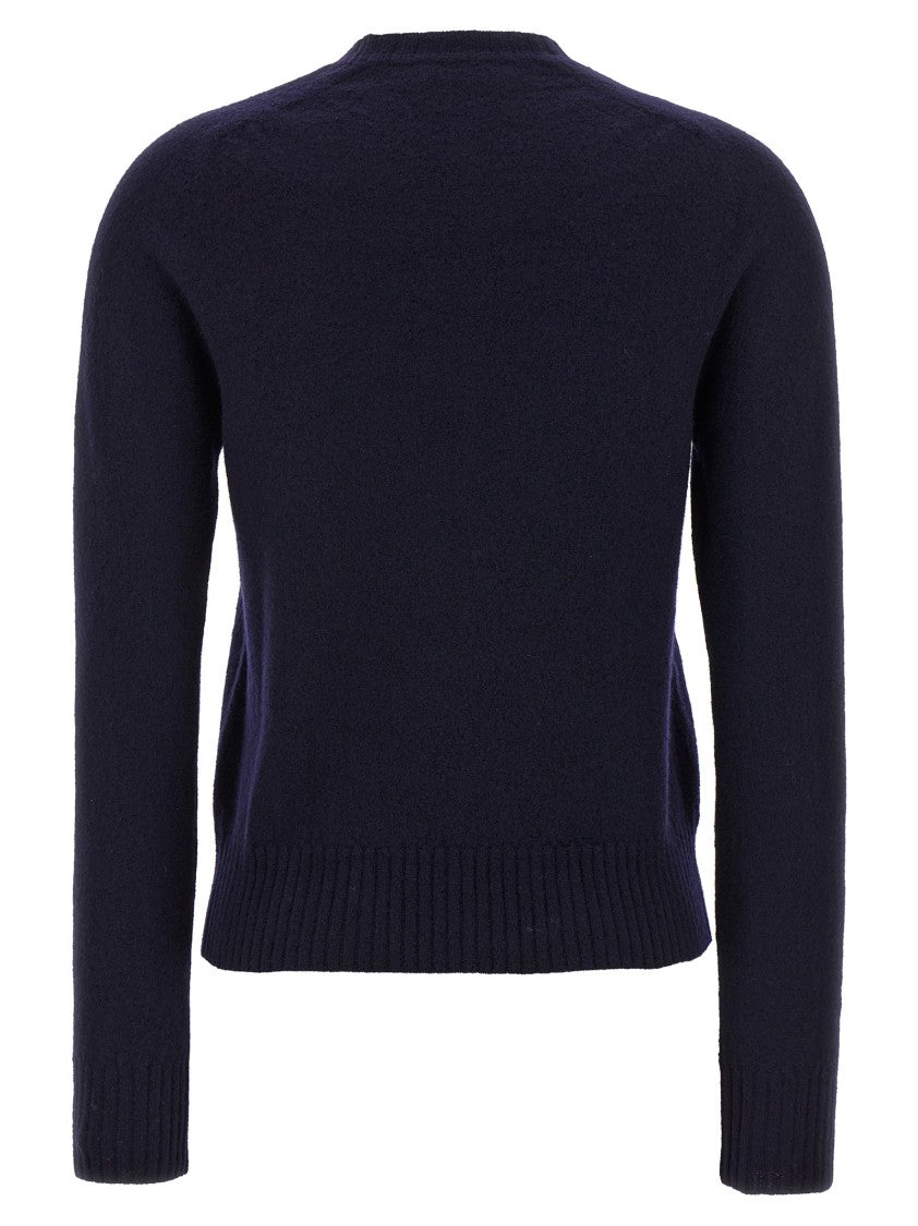 Jil Sander Crewneck Wool Sweater With Cuffed Sleeves