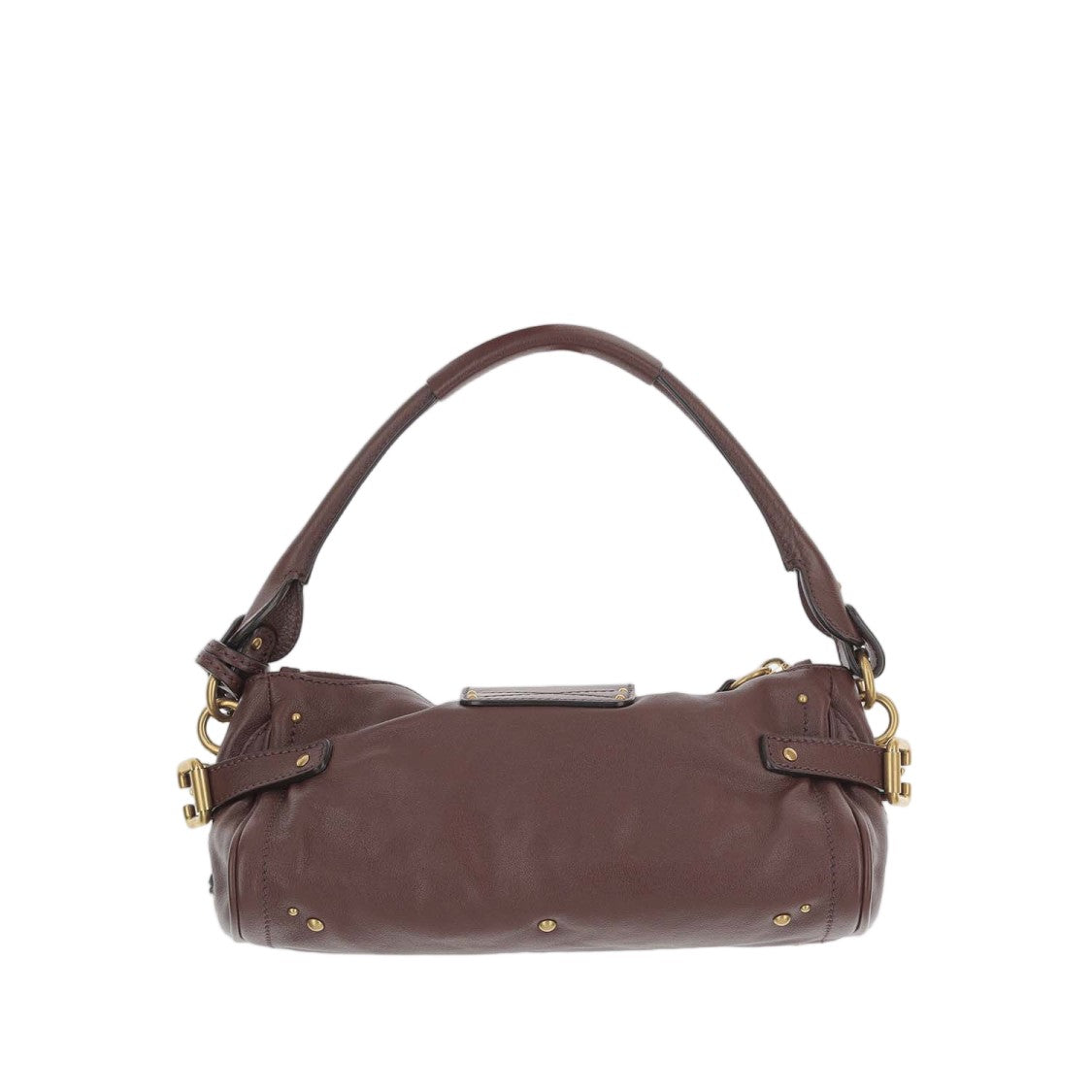 Chloé Cylindrical Dark Brown Leather Handbag With Removable Strap And Padlock Detail