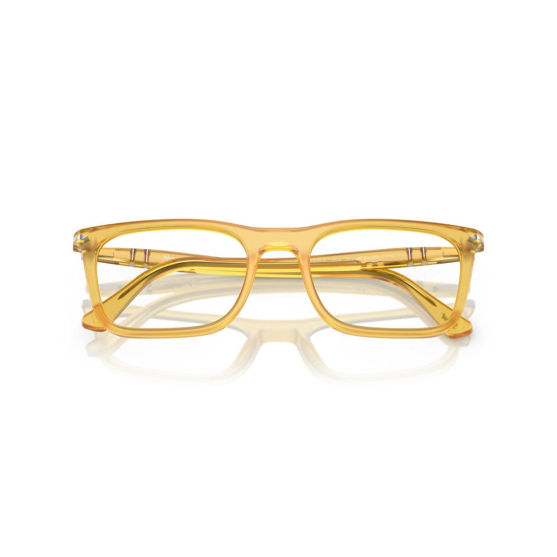 Persol 0Po3358v Translucent Amber Acetate Eyeglasses With Metallic Accents
