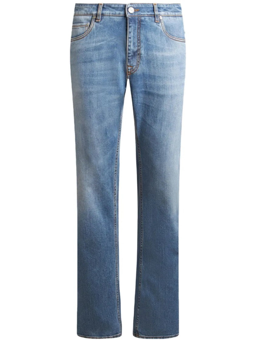 Etro Straight Denim Jeans With Intricate Embroidery
