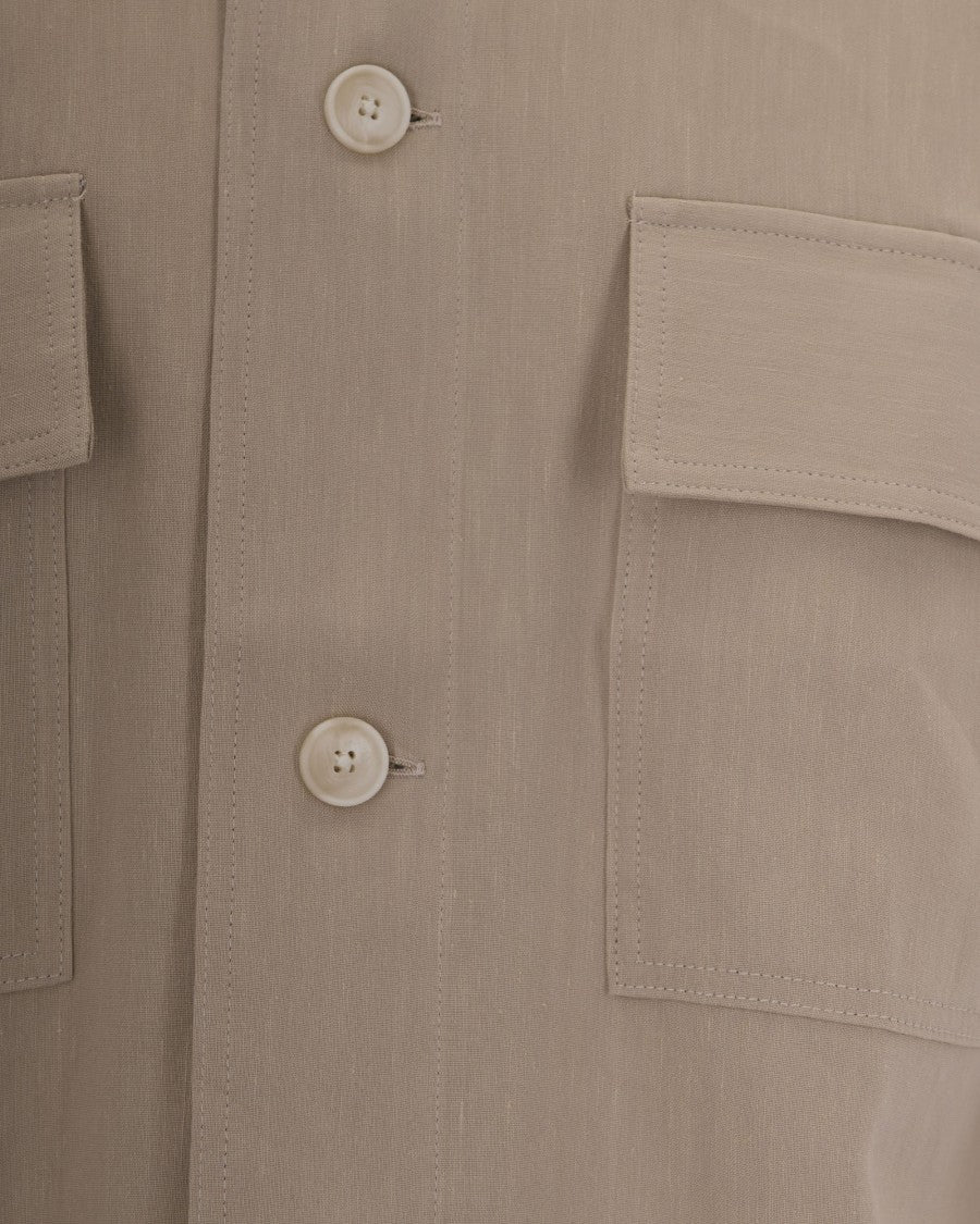Boss Classic Sahariana Shirt With Flap Pockets And Pointed Collar