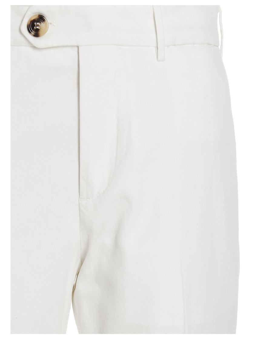 Brunello Cucinelli Tailored White Cotton Chinos With Classic Design
