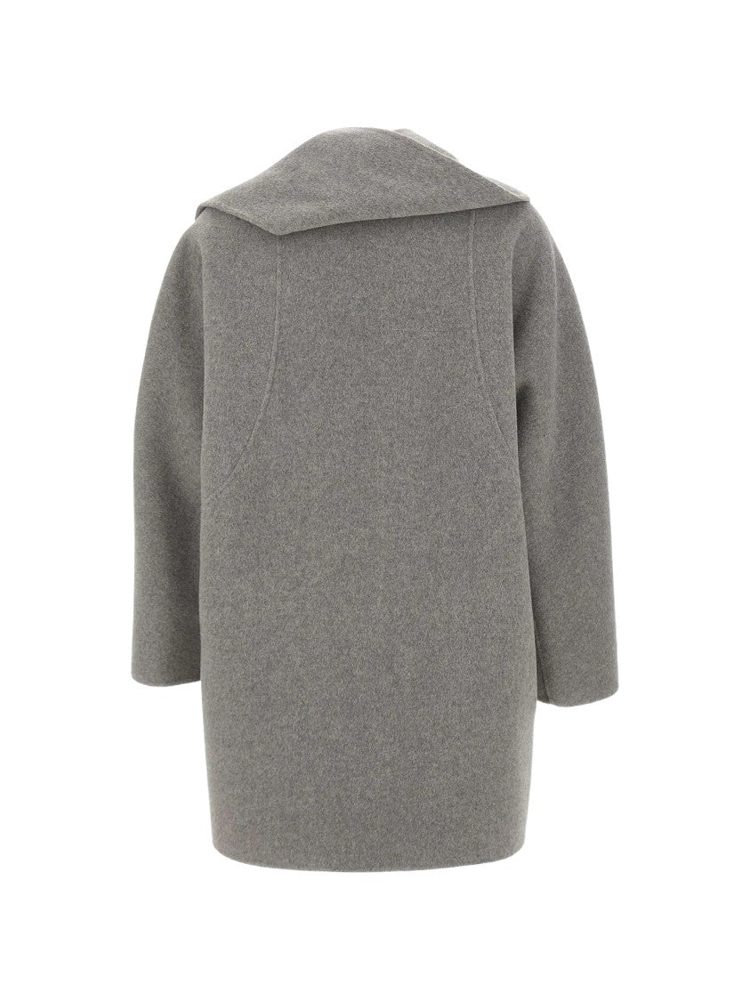 Elena Miro` Grey Felted Scarf Short Coat