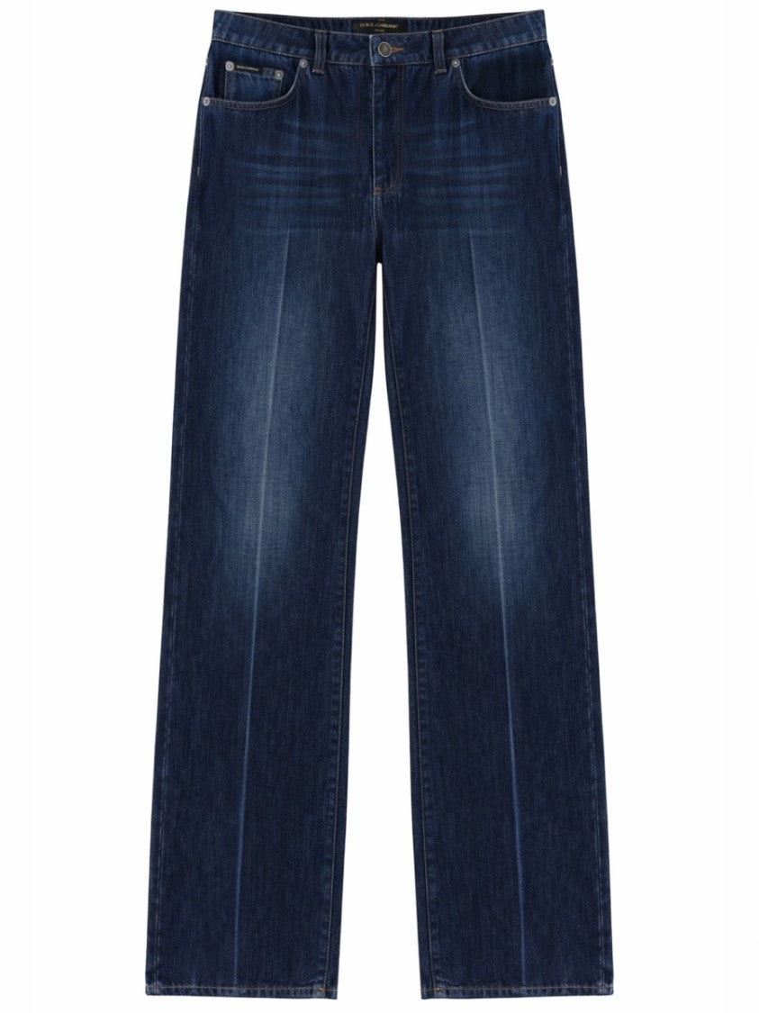 Dolce & Gabbana Dark Indigo Faded Straight Leg Jeans