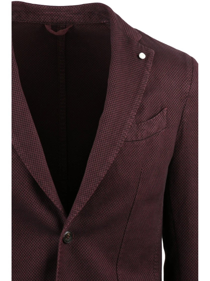Luigi Bianchi Tailored Red Cotton Jacket With Textured Fabric And Notch Lapels