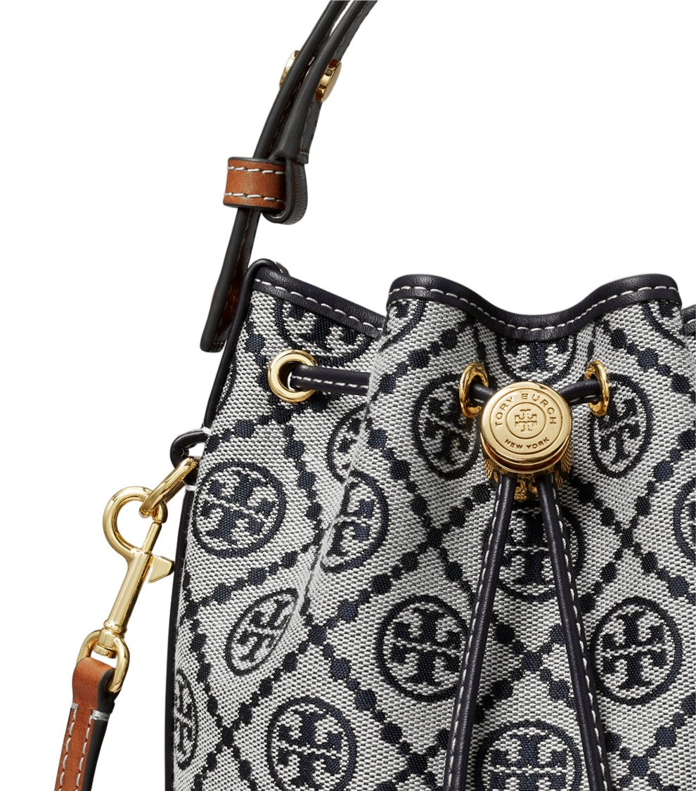 Tory Burch T Monogram Mini Bucket Bag With Drawstring Closure