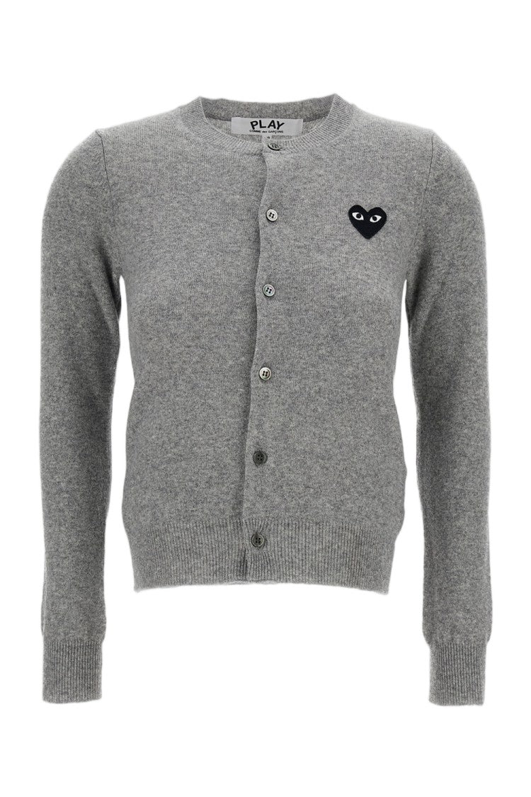 Comme Des Garçons Black Black Emblem Wool Round-Neck Cardigan