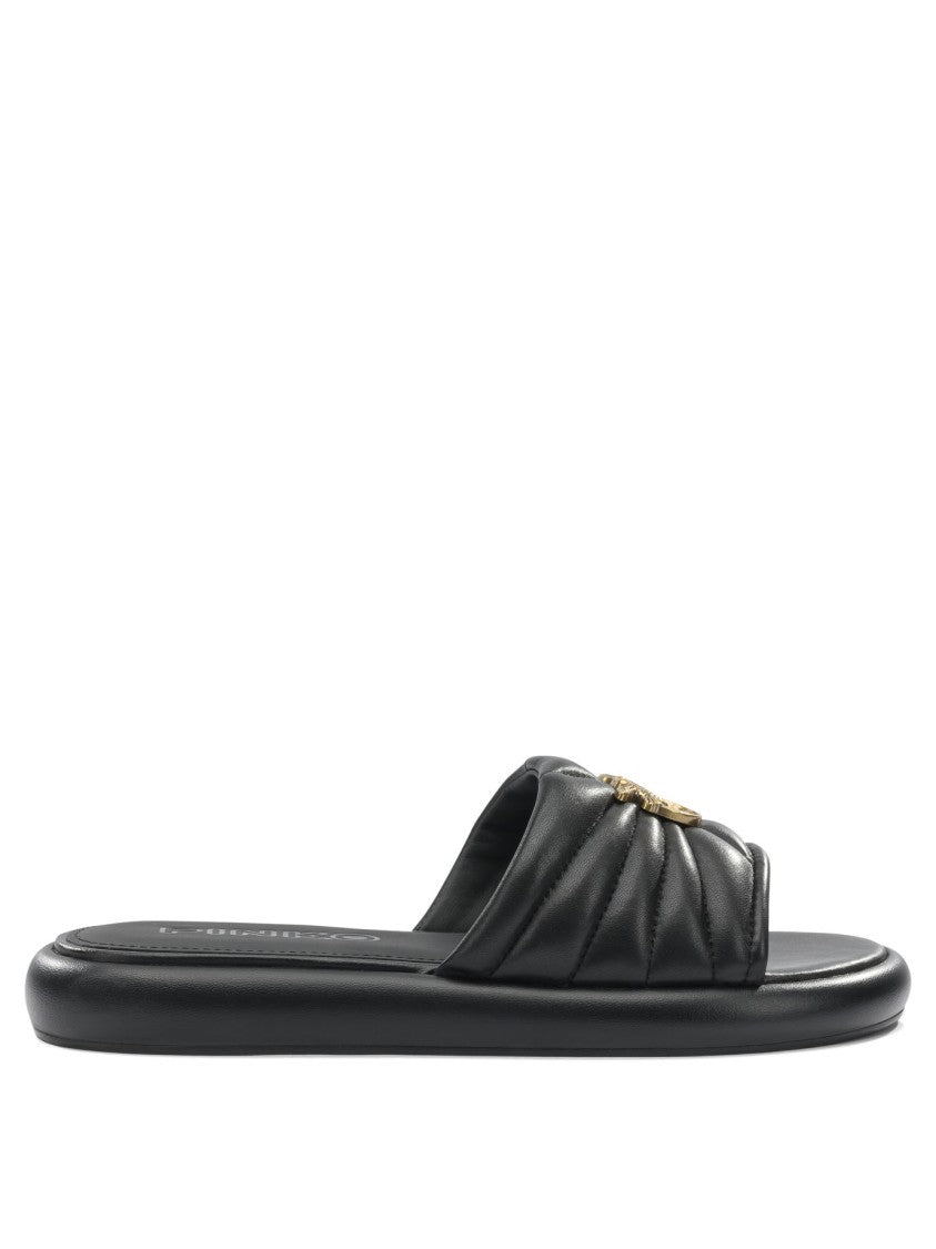 Pinko Padded Black Leather Sandals