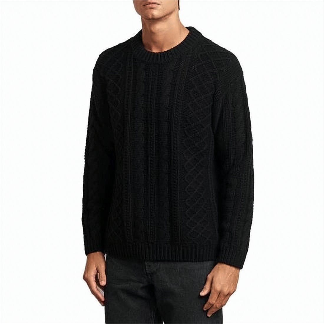 C.P. Company Textured Cable Knit Sweater With Crew Neckline And Logo Detail