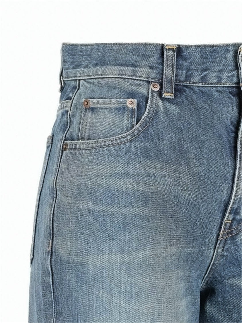 Celine Flared Blue Denim Pants With Vintage Detailing
