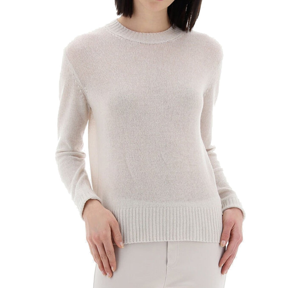 Herno Round Neck Cashmere Sweater With Ribbed Cuffs