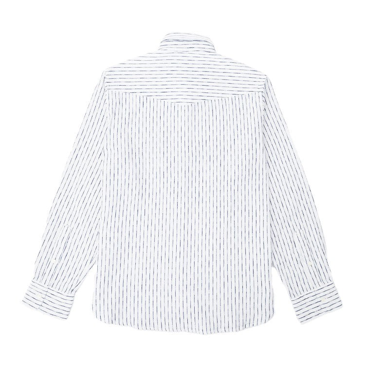 Officine Generale Long-Sleeved White Shirt With Gathered Cuffs
