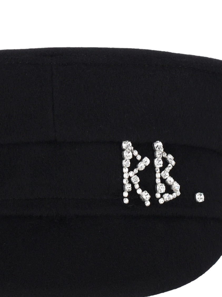 Ruslan Baginskiy Wool Hat With Rhinestones "Baker Boy" Black