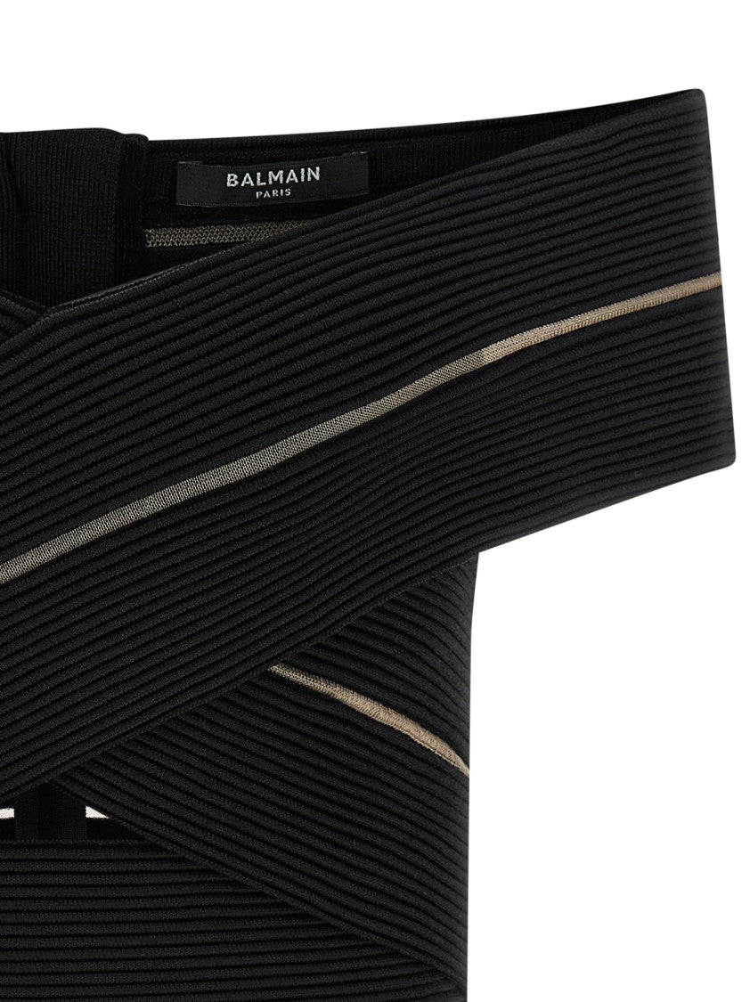 Balmain Off-The-Shoulder Crop Top