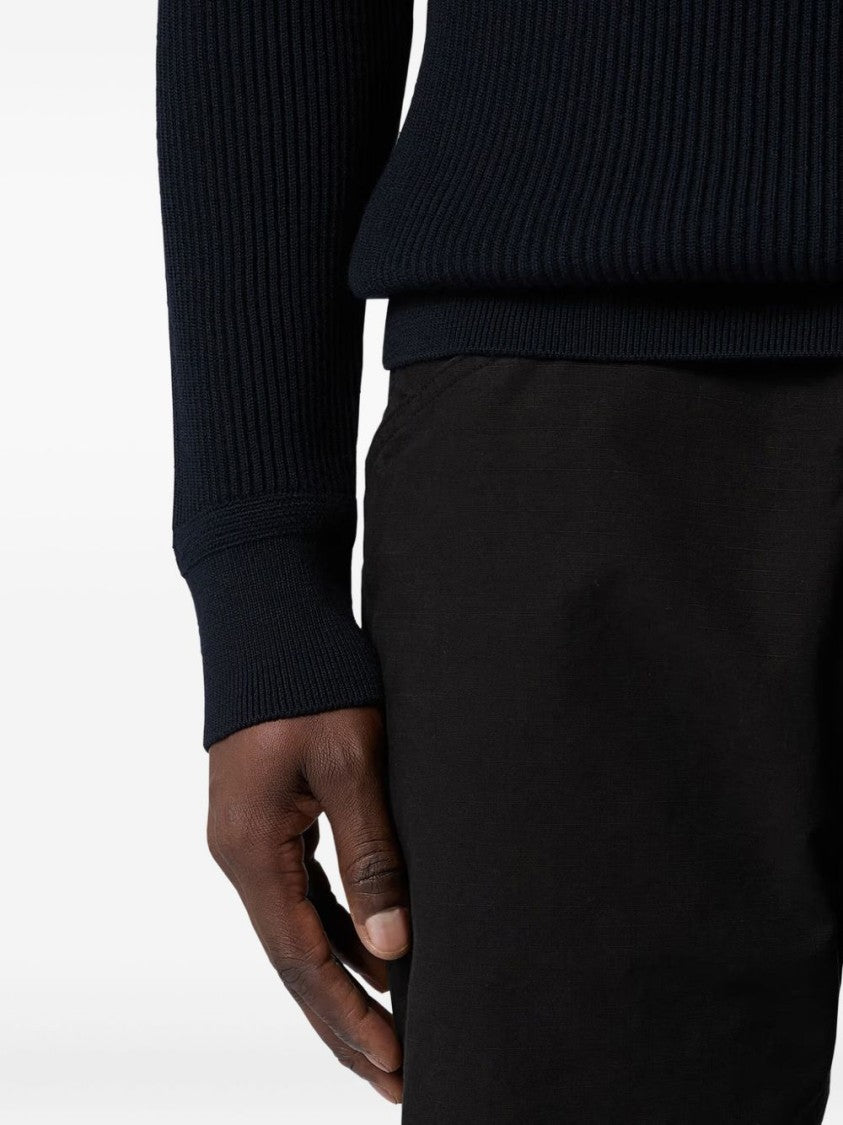 Stone Island Ribbed-Knit Virgin Wool Sweater With Signature Patch