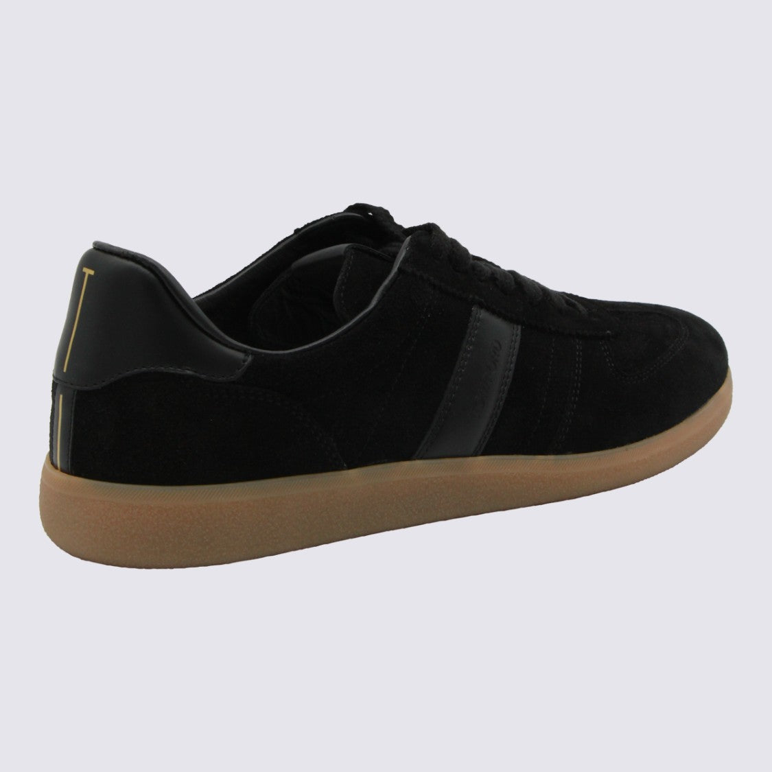 Tom Ford Sleek Black Suede Sneakers With Gold Accents