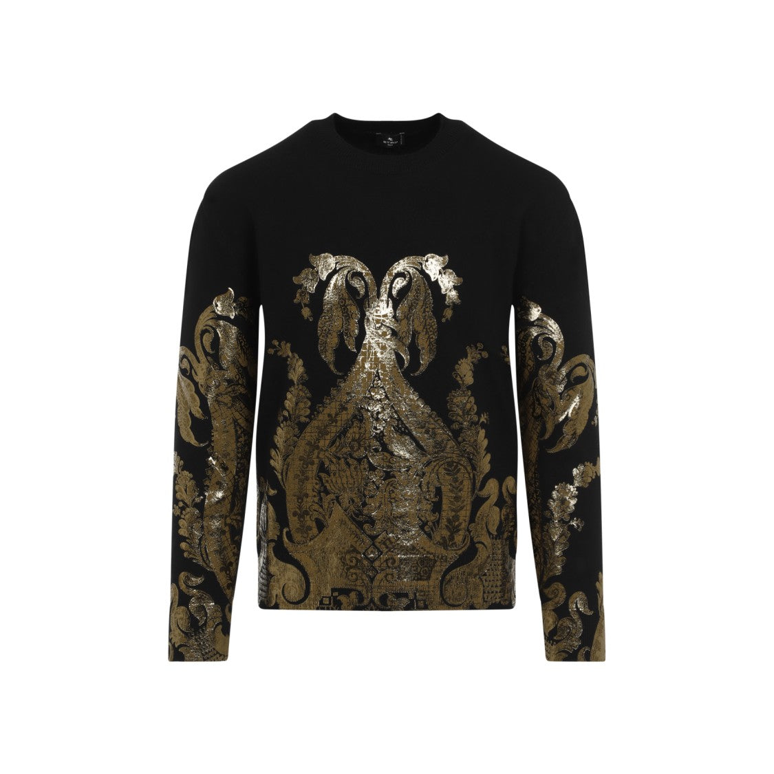 Etro Ornate Wool Sweater With Gold Detailing And Design