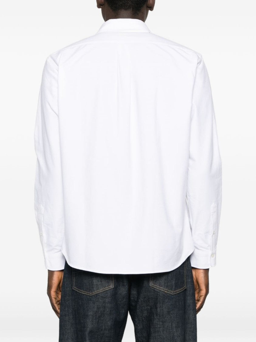 Kenzo Button-Down White Shirt With Floral Emblem