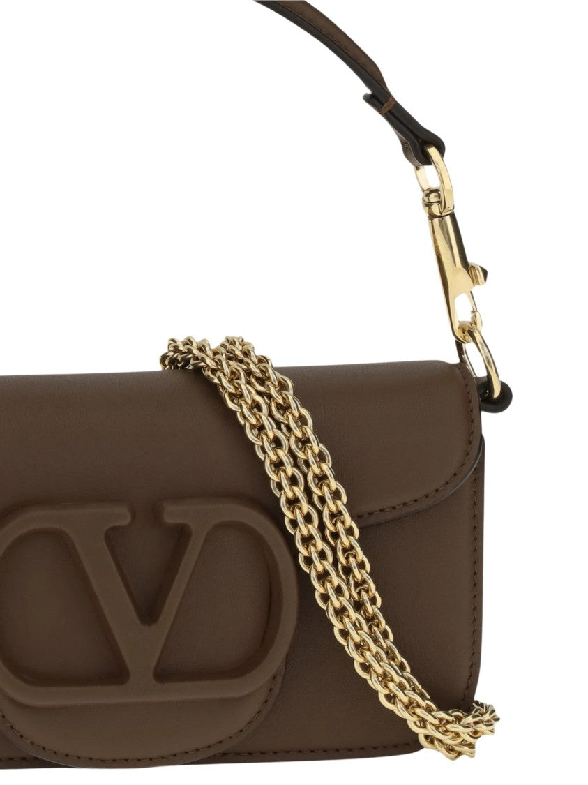 Valentino Brown Loco Small Bos Taurus Leather Shoulder Bag