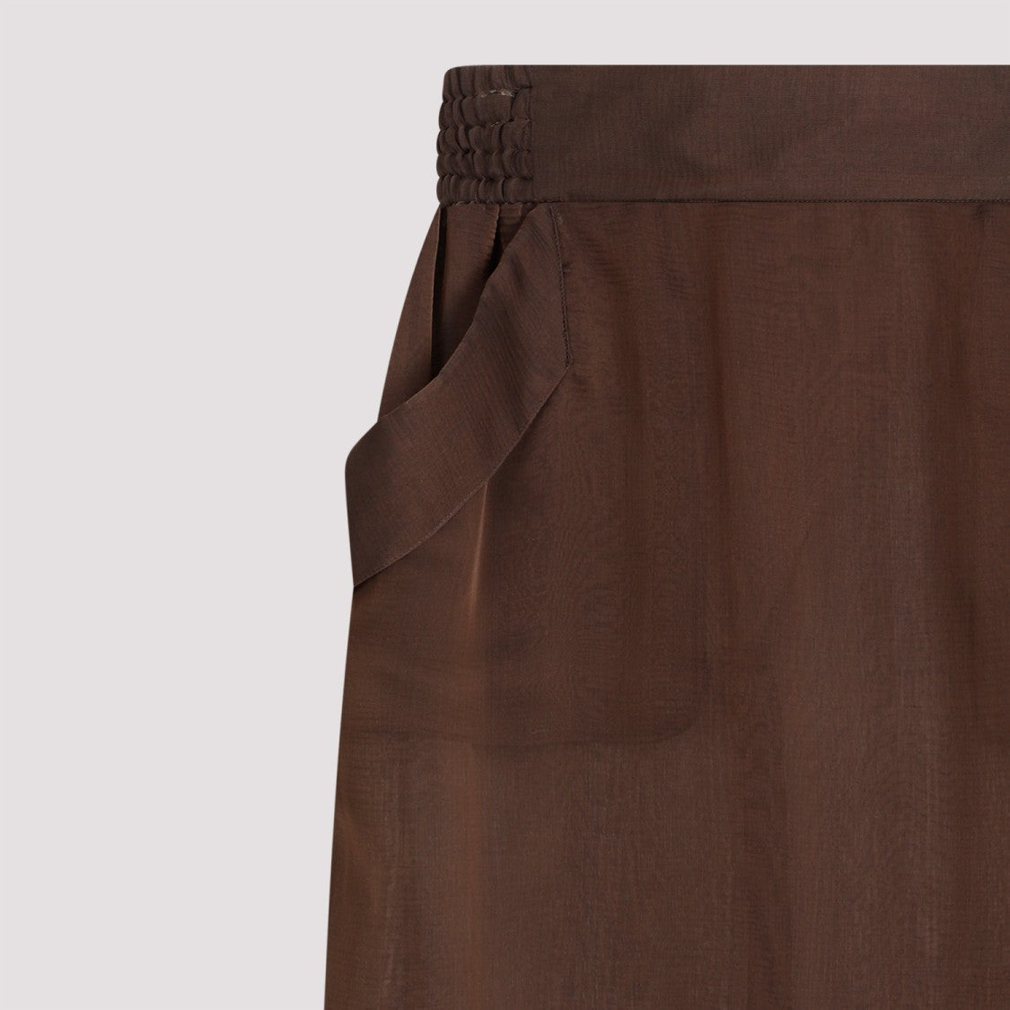 Saint Laurent Brown Silk Midi Skirt