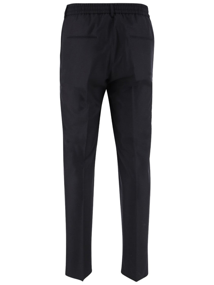 Tagliatore Tailored Stretch Wool Pants With Adjustable Waist And Pressed Pleats