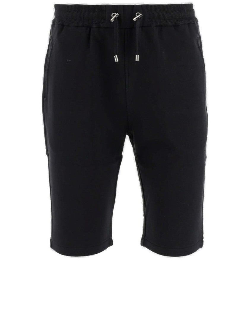 Balmain Minimalist Black Bermuda Shorts With Adjustable Waistband