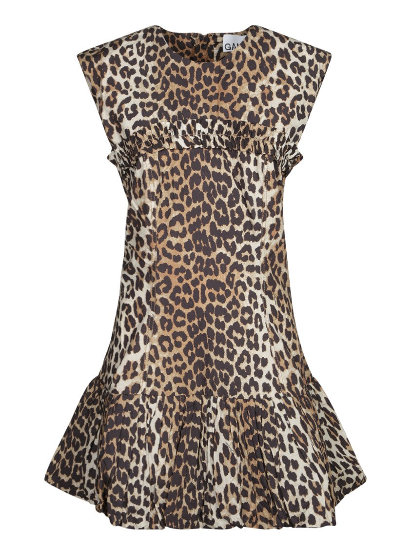 Ganni Leopard Print Corset Mini Dress