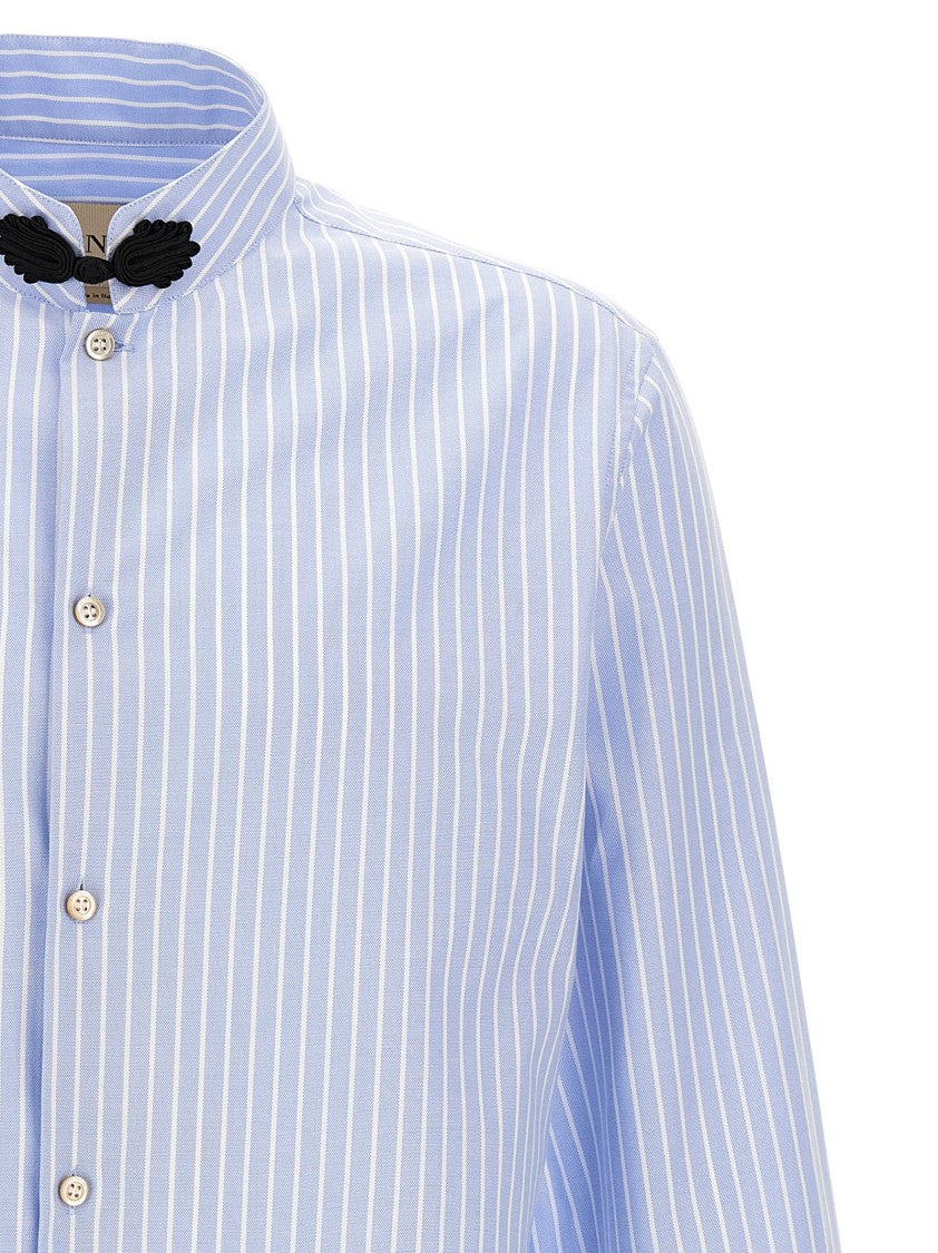 Valentino Garavani Striped Oxford Shirt With Mandarin Collar