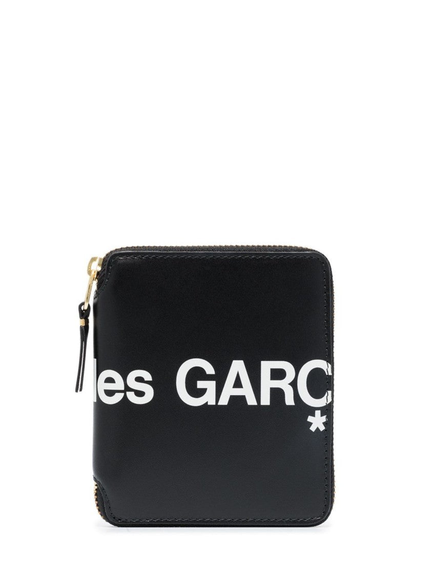 Comme Des Garçons Black Logo Zip-Around Leather Wallet