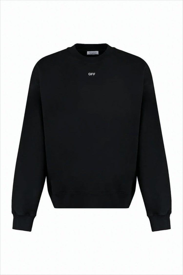 Off-White Cropped Black Sweatshirt With Ribbed Detailing