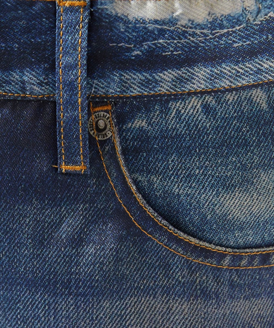 Gucci Mid-Blue Boyfriend Pants With Raw Hem Finish