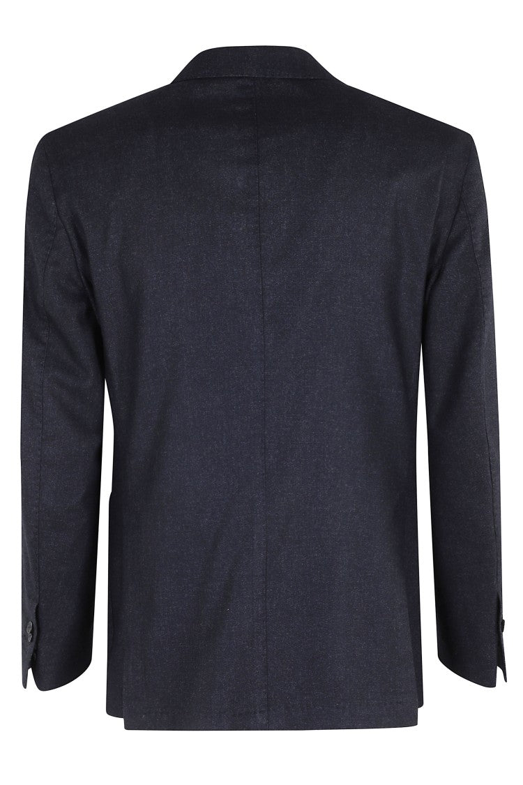 Santaniello Navy Blue One-Breasted Wool Jacket
