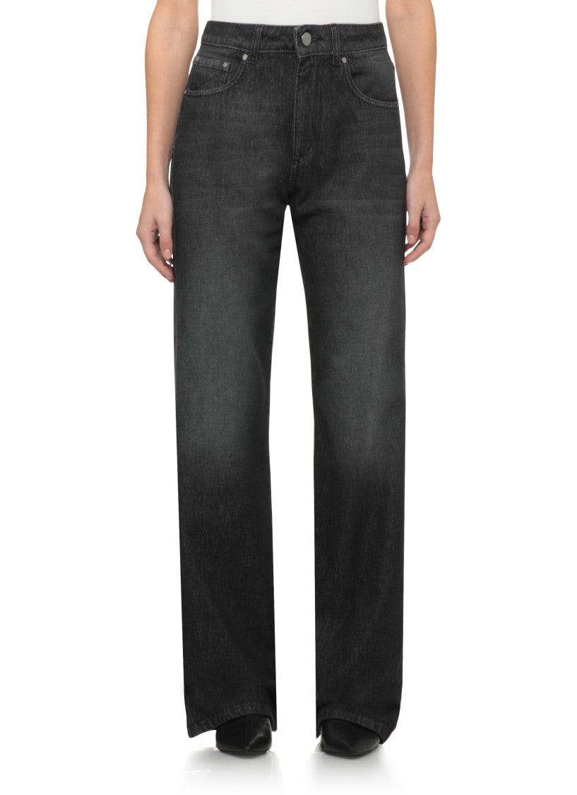 D. Exterior Black Faded Cotton Denim Jeans