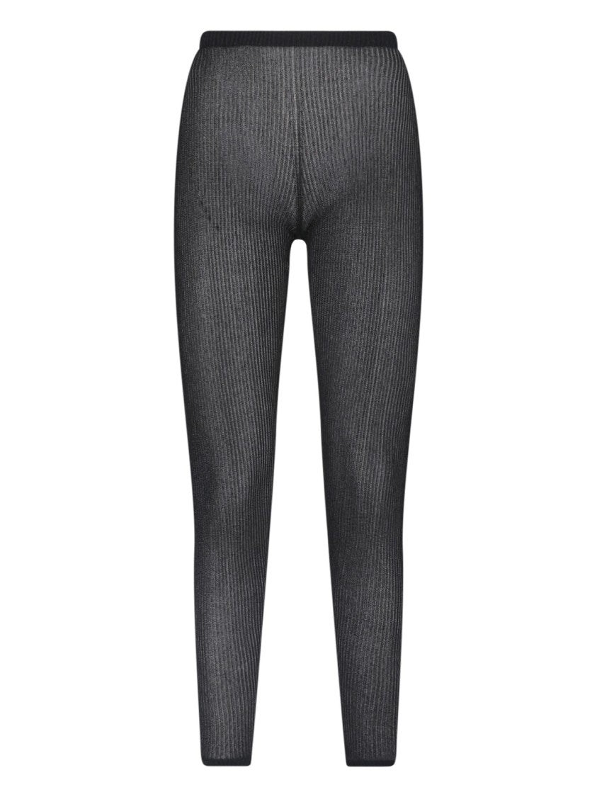 Dondup Black Lurex Knit Ribbed Leggings