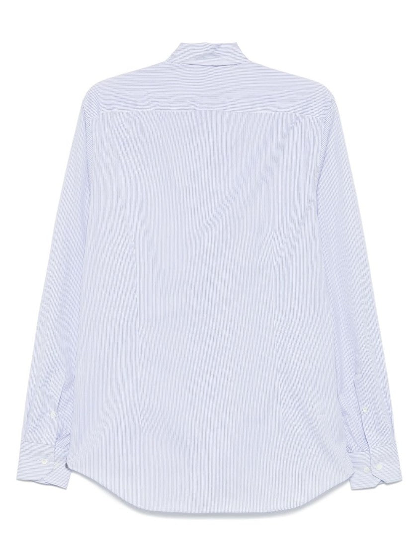 Corneliani Subtle Striped Blue Cotton Shirt