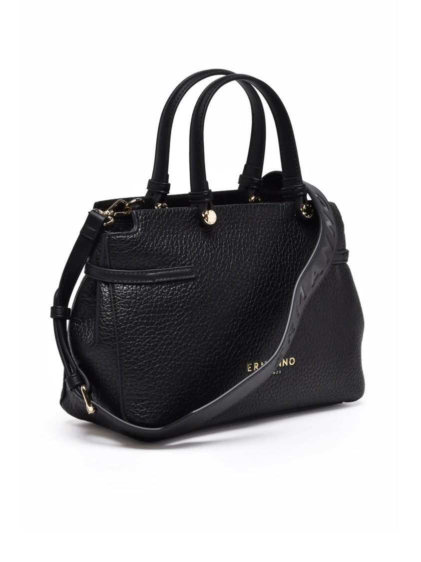 Ermanno Firenze Black Polyurethane Unity Handbag