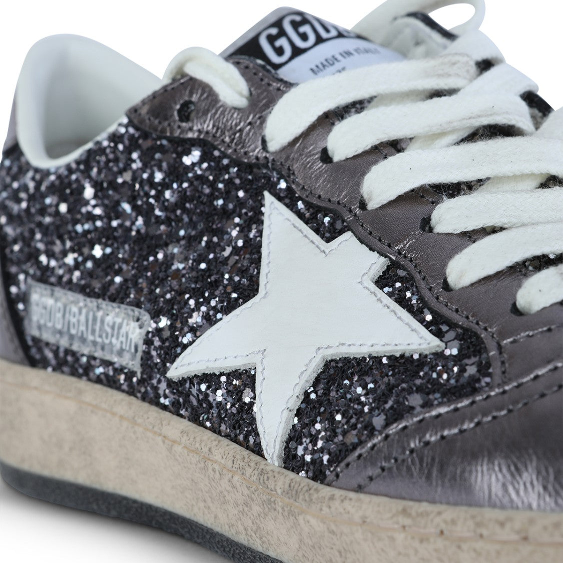 Golden Goose Grey And Purple Leather Ballstar Sneakers