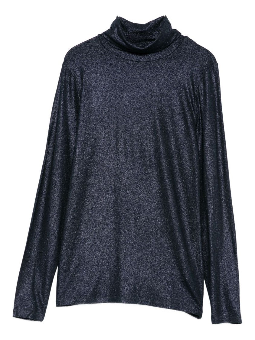 Majestic Filatures High Turtleneck Blue Sweater With Subtle Shimmer