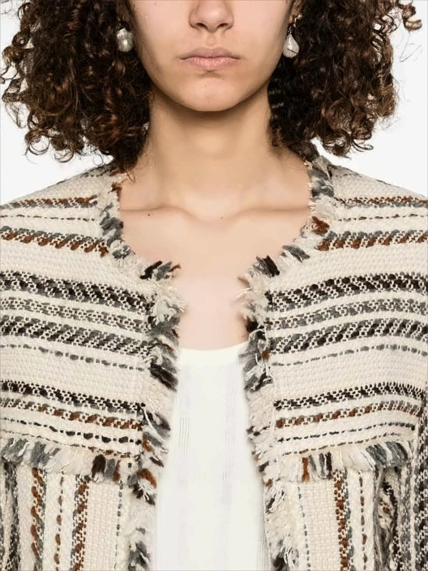 Isabel Marant Cropped Textured Jacket With Frayed Edges