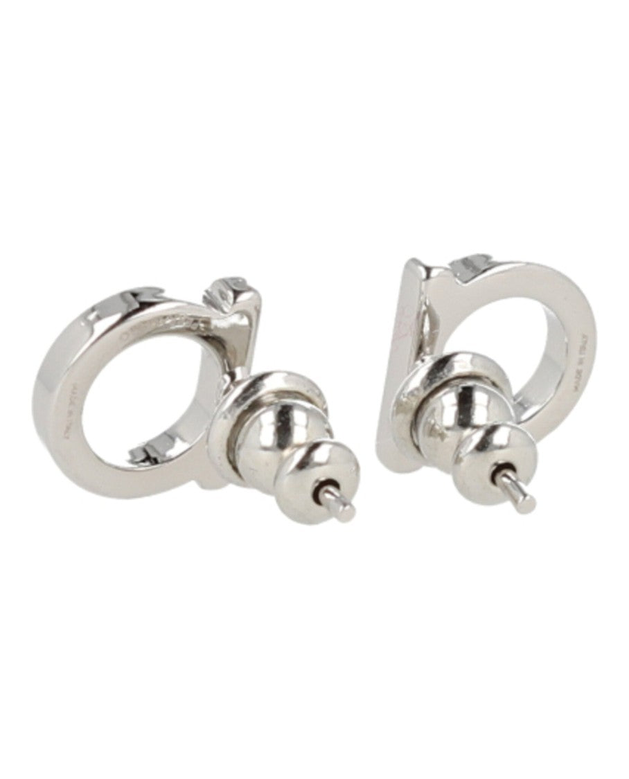 Ferragamo Circular Minimalist Bijoux Earrings With Silver-Tone Finish