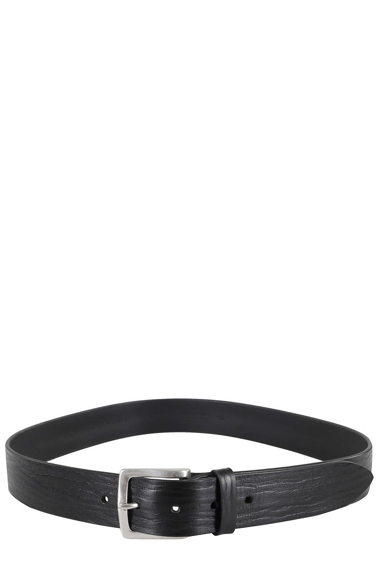 Orciani Wave-Textured Leather Belt With Metallic Buckle Closure