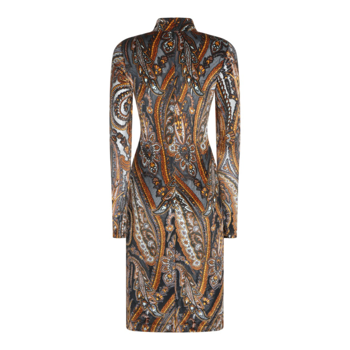 Etro Paisley Print Long-Sleeve Midi Dress
