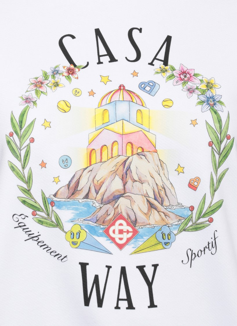 Casablanca White Casa Way Mountain Cotton Sweatshirt