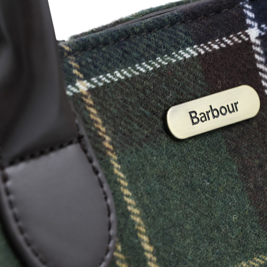 Barbour Barrhill Tartan Fabric Accented Tote Bag
